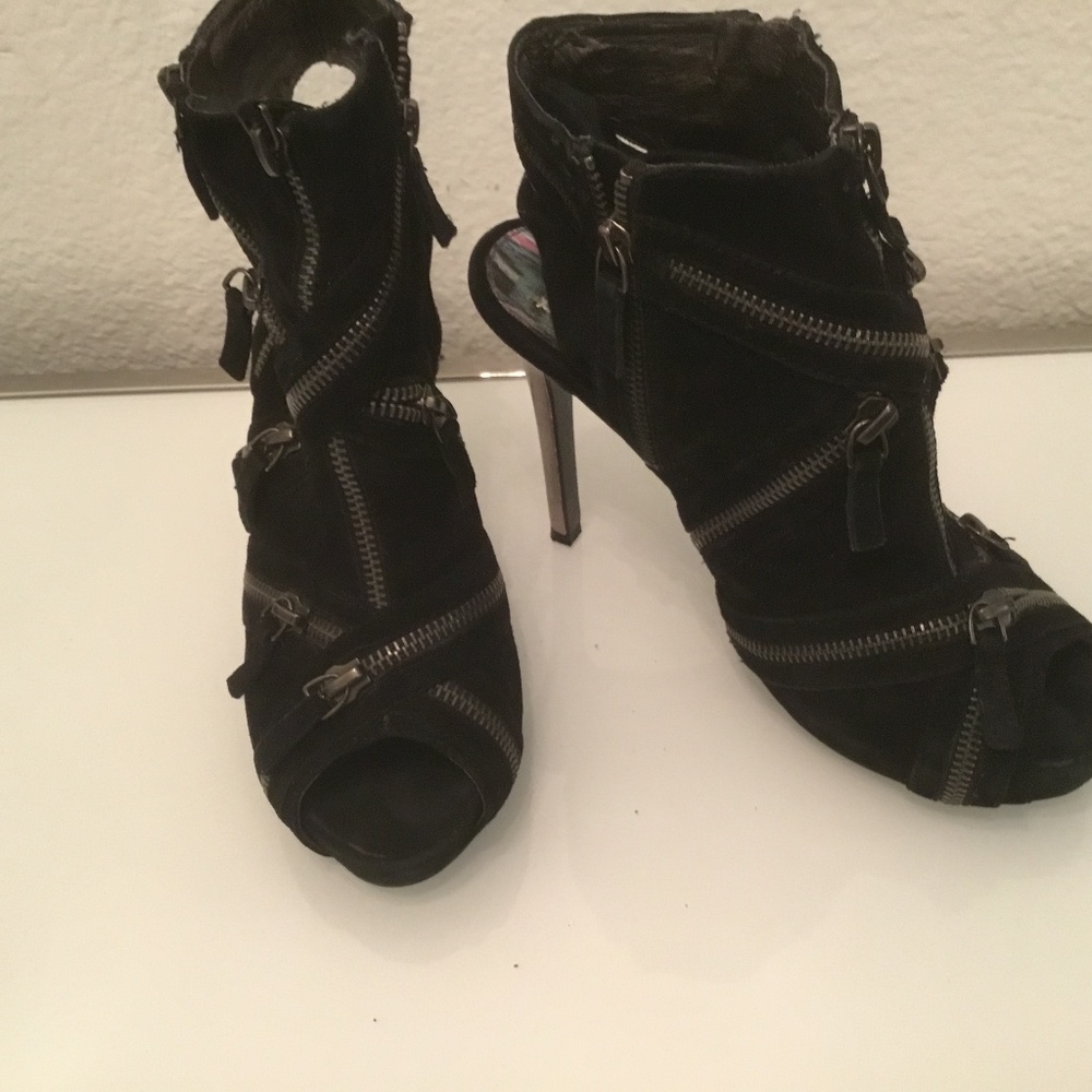 Sam Edelman suede peep toe zipper bootie sz 8